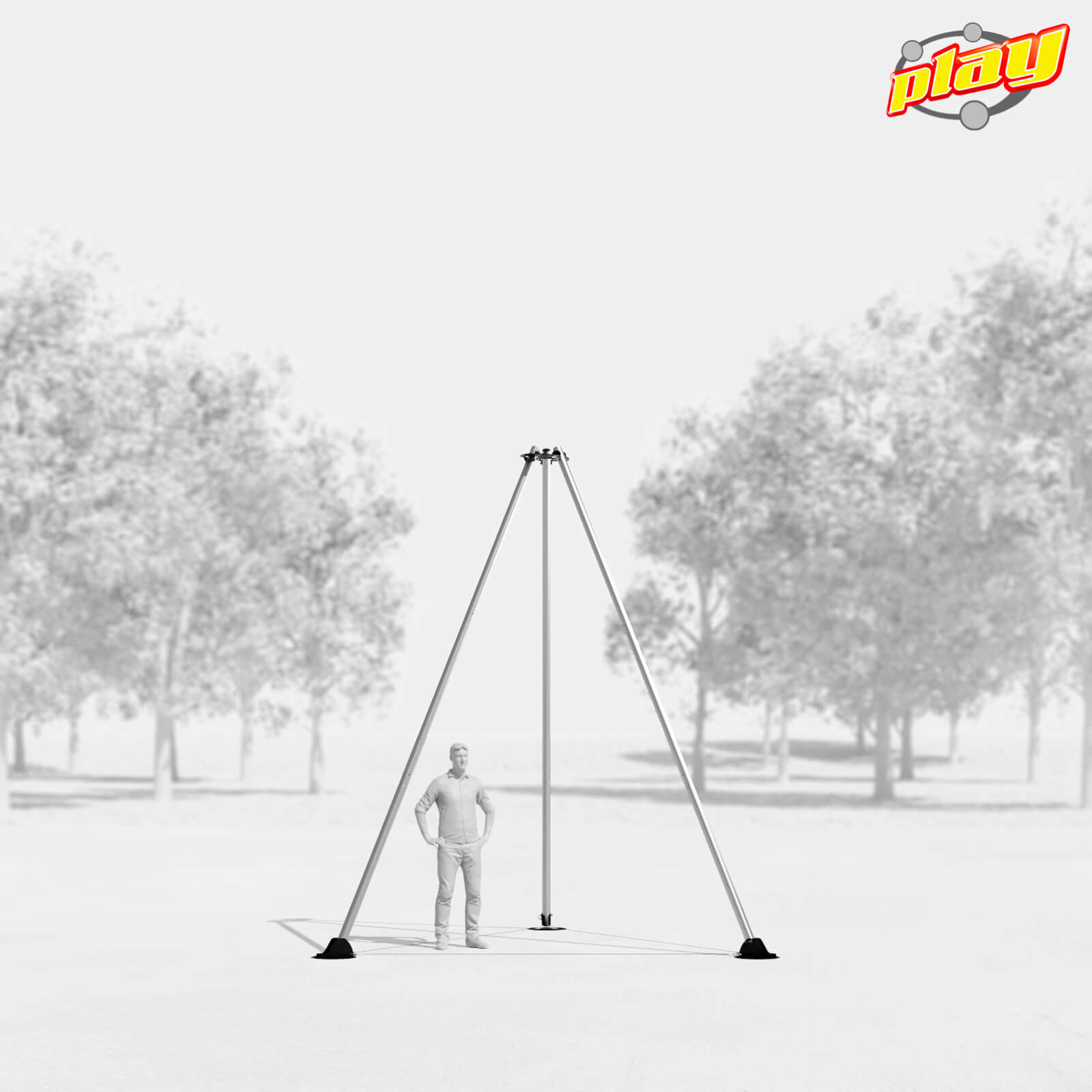 TP700 4.2 m freestanding overhead frame – Play Juggling mounted outdoors with ladder silhouette