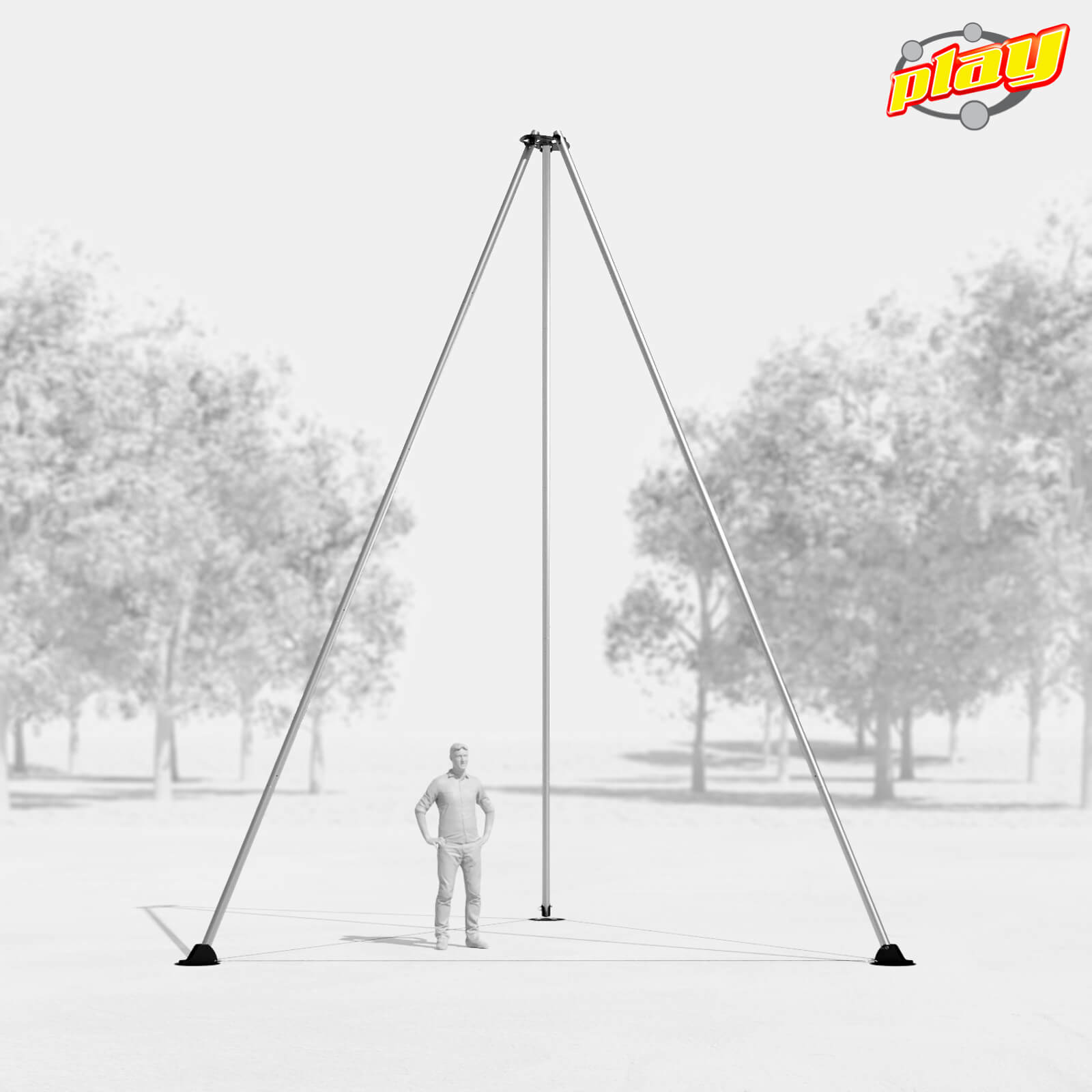 TP700 7 m freestanding aerial frame – Play Juggling installed outdoors with silhouette to show height
